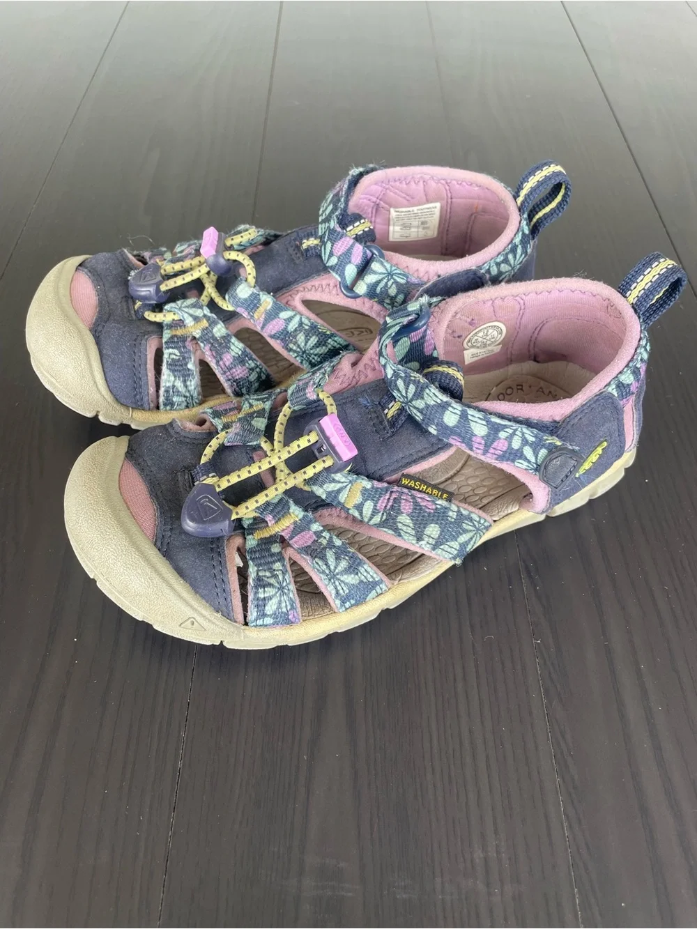 Keen Kids CNX Seacamp Navy and Pink Floral Closed-Toe Sport Sandals